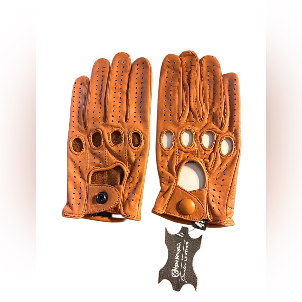 New Riparo Genuine Leather Driving Gloves - Tan - Size small